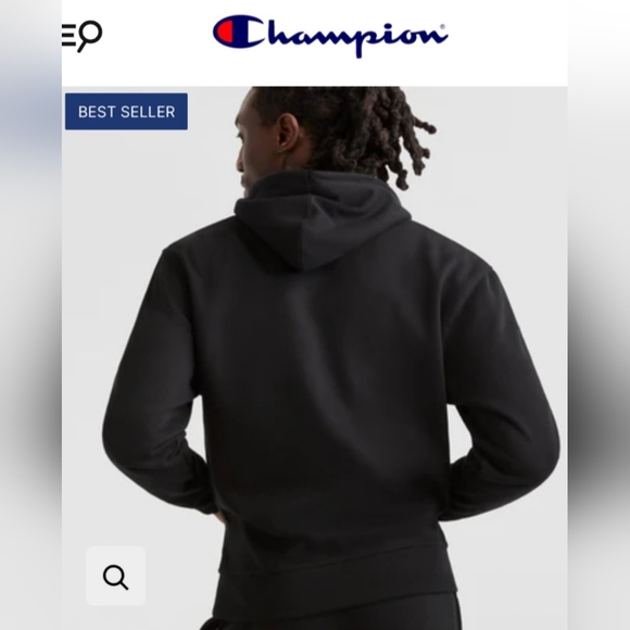 Champion Men's Black Hoodie 80% Cotton Kangaroo Pocket XL - Picture 9 of 16